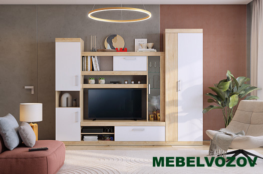МОДУЛЬНАЯ СТЕНКА "МАКСИ" (дуб сонома/белое дерево) от Mebelvozov в Нижнем Новгороде