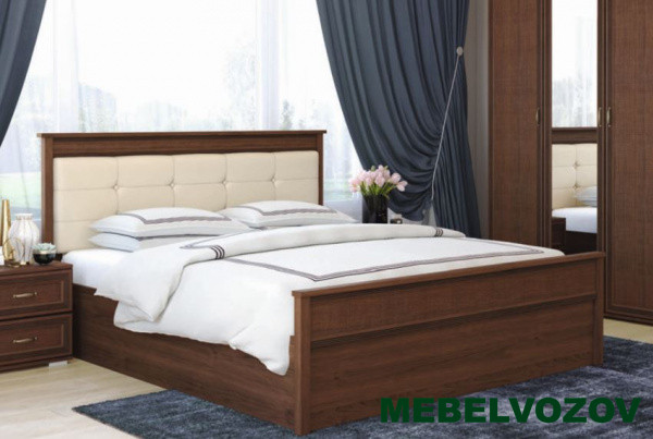 Кровать Ливорно 1,4 ЛКР-1 с настилом из ДСП (орех донской) от магазина Мебельвозов в Нижнем Новгороде