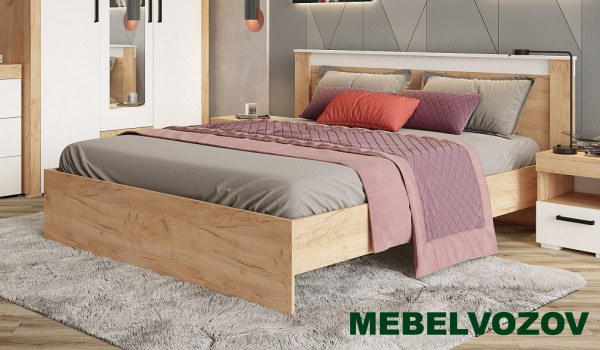 фото Кровать 140х200 Адель (белый/дуб крафт) от магазина Мебельвозов в Нижнем Новгороде Кровать 140х200 Адель (белый/дуб крафт) от магазина Мебельвозов в Нижнем Новгороде