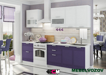 Кухонный гарнитур кремона 2000 (белый/орхидея) H=720 от магазина Мебельвозов в Нижнем Новгороде
