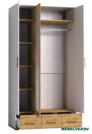 Шкаф для одежды и белья Айрис 444 (Белый/Дуб Золотистый) от компании Мебельвозов в Нижнем Новгороде