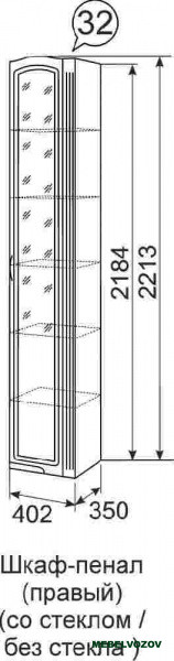 Шкаф-пенал ПРАВЫЙ «Виктория 32» от компании Мебельвозов в Нижнем Новгороде
