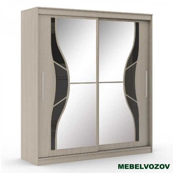 Шкаф-купе Оскар 11-2 (Ясень шимо светлый/Черное стекло) от компании Мебельвозов в Нижнем Новгороде