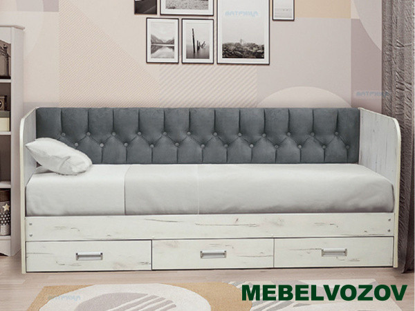 Кровать с продольной мягкой спинкой "Софа №14" (900) детальное изображение от магазина mebelvozov.ru в Нижнем Новгороде
