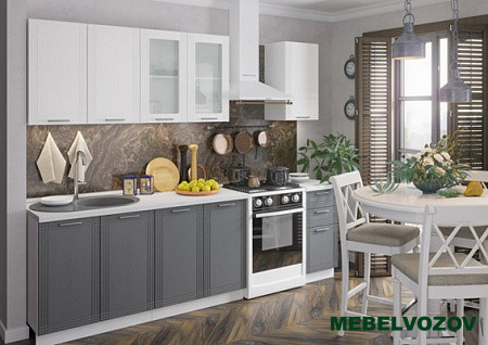 Кухонный гарнитур Алина 2000 (белый/графит) H=920 от магазина Мебельвозов в Нижнем Новгороде