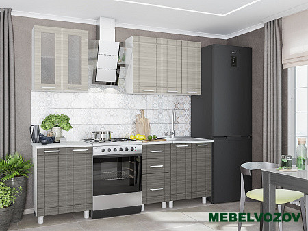 Кухонный гарнитур Бомбей 1600 (Сандал серый/Сандал белый) от магазина Мебельвозов в Нижнем Новгороде