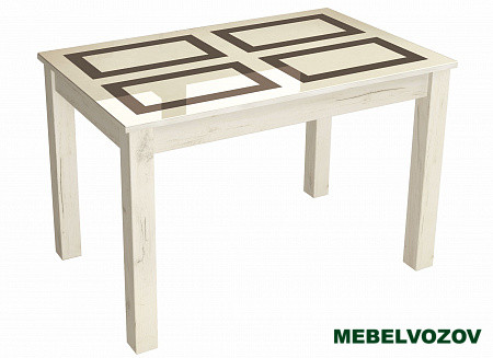 Стол обеденный раскладной 1000х600 мм Бруно (Дуб крафт белый/Рисунок плитка) от магазина Мебельвозов в Нижнем Новгороде