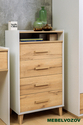 Комод высокий Айрис 45 (Белый/Дуб Золотистый) от магазина Мебельвозов в Нижнем Новгороде