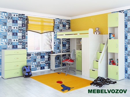 Кровать-чердак Карамель 77-03(Анкор светлый/Оранжевый) детальное изображение от магазина mebelvozov.ru в Нижнем Новгороде