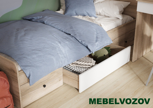 КИВИ КР-01 Кровать 900 с двумя выкатными тумбами и ящиком детальное изображение от магазина mebelvozov.ru в Нижнем Новгороде