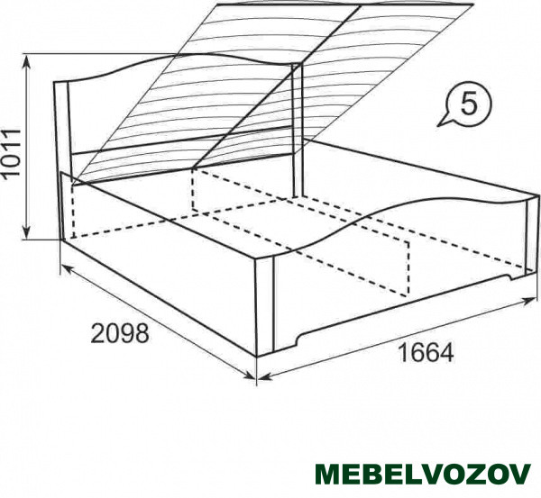 Кровать с подъемным механизмом 05 "Виктория" 160*200 см от магазина Мебельвозов в Нижнем Новгороде