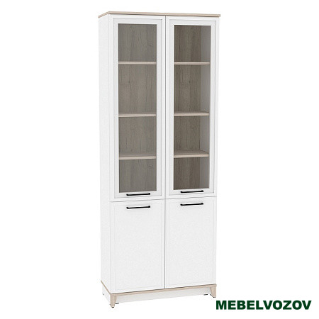 Aurelio 8 (гостиная) Шкаф для книг (модуль 178), Белый-Блеквуд Сатиновый от компании Мебельвозов