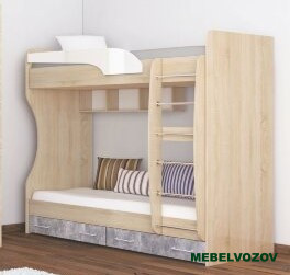 Кровать двойная Колибри Лофт (дуб сонома/ателье светлое+акрил белый) детальное изображение от магазина mebelvozov.ru в Нижнем Новгороде