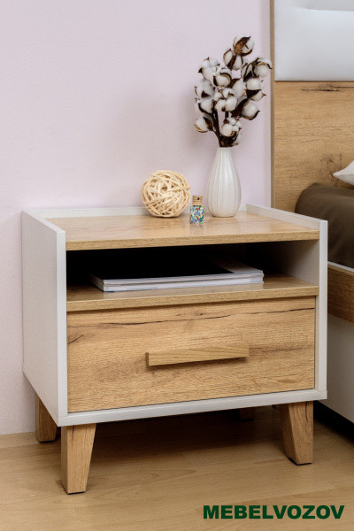 Тумба прикроватная Айрис 41 (белый/дуб золотистый) от магазина Мебельвозов в Нижнем Новгороде