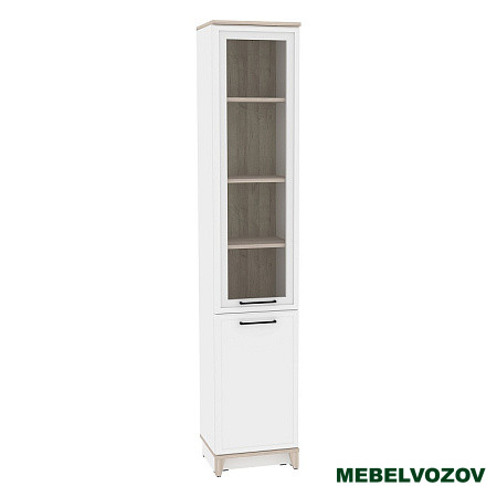 Aurelio 10 (гостиная) Шкаф для книг (модуль 153), Белый-Блеквуд Сатиновый от компании Мебельвозов