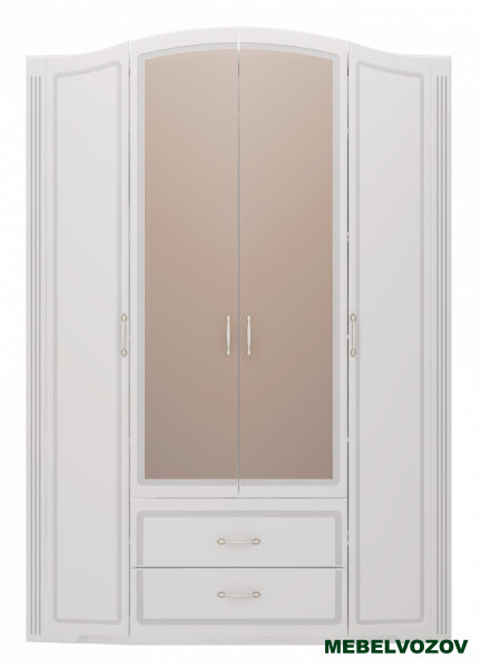 02 "Виктория" Шкаф для одежды 4-х дверный с ящиками (с зеркалами) Детская комната детальное изображение от магазина mebelvozov.ru в Нижнем Новгороде