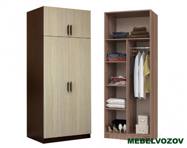 Шкаф распашной 2-х створчатый с перегородкой Венге от компании Мебельвозов в Нижнем Новгороде