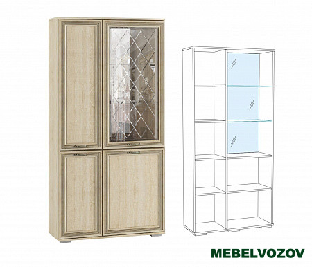 Шкаф с полками и витриной ЛШ-6 Ливорно (дуб сонома) от Mebelvozov в Нижнем Новгороде