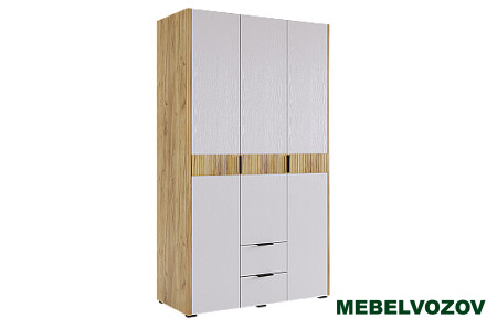 Адам Шкаф трехдверный (дуб крафт золотой/белое дерево) от компании Мебельвозов в Нижнем Новгороде