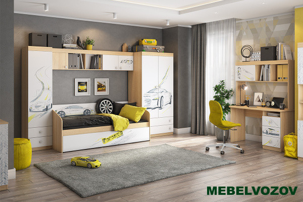 Модульная мебель для детской Форсаж - фото, картинки на сайте mebelvozov.ru в Нижнем Новгороде Модульная мебель для детской Форсаж детальное изображение от магазина mebelvozov.ru в Нижнем Новгороде