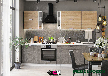 Кухонный гарнитур Бетон 2700 (дуб сонома/бетон тёмный) от магазина Мебельвозов в Нижнем Новгороде