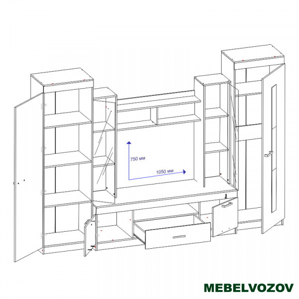 Шкаф для ТВ Рио 25 (Ясень шимо светлый/темный) от интернет магазина Mebelvozov в Нижнем Новгороде