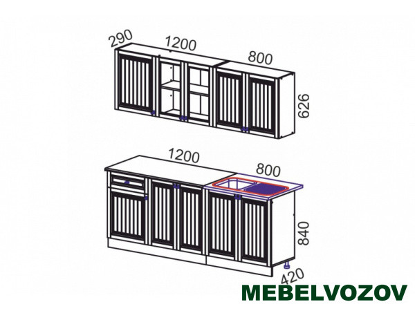 Кухонный гарнитур Хозяюшка 2,0м (белый/фисташка) от магазина Мебельвозов в Нижнем Новгороде