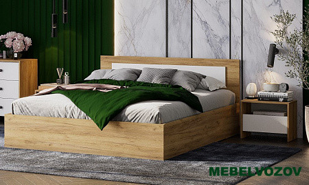 Кровать с основанием Лайт Дольче 160х200 (Дуб Золотой/Белый) от магазина Мебельвозов в Нижнем Новгороде