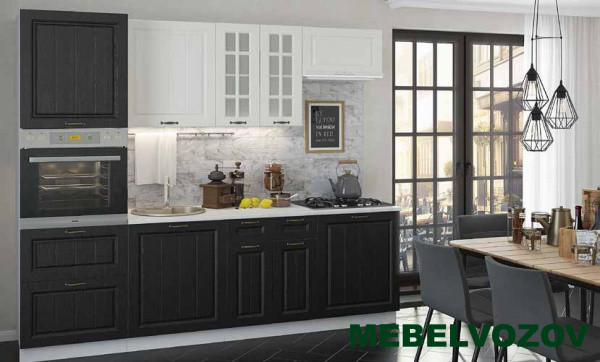 Кухонный гарнитур Мария 2200 (белый/черный) H=720 от магазина Мебельвозов в Нижнем Новгороде
