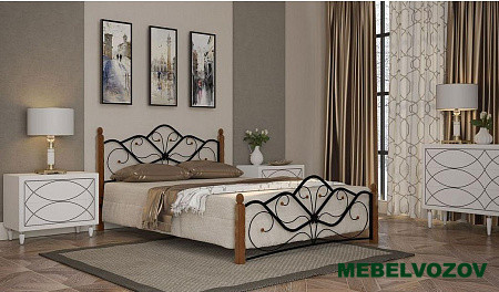 Кровать ВЕНЕРА-1 1600 (чёрный/махагон) от магазина Мебельвозов в Нижнем Новгороде