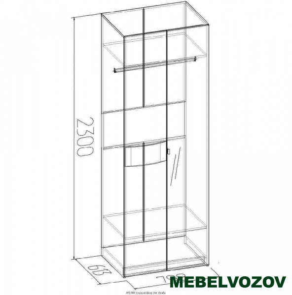 Шкаф с зеркалом распашной для одежды АМЕЛИ 11(Венге) от компании Мебельвозов в Нижнем Новгороде
