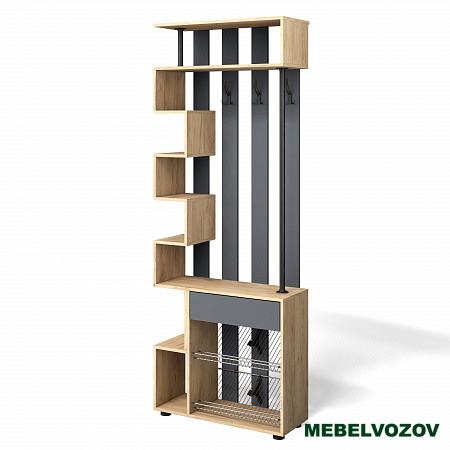 Модульная прихожая "Мини-Лайт" (графит /дуб золотой крафт) вариант 8 от магазина Мебельвозов в Нижнем Новгороде