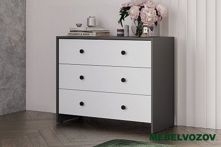 Комод 3 ящика Дольче (Графит, Белый) от магазина Мебельвозов в Нижнем Новгороде