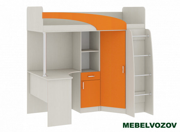 Кровать-чердак со столом Карамель 77-01 Анкор светлый Оранжевый детальное изображение от магазина mebelvozov.ru в Нижнем Новгороде
