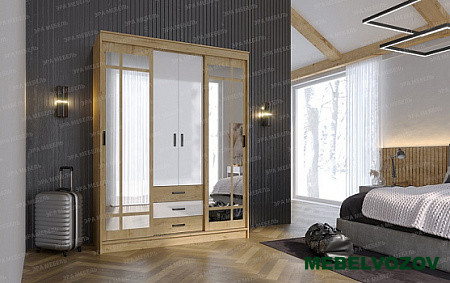 Шкаф-купе Лорд (Дуб вотан/Белый) от компании Мебельвозов в Нижнем Новгороде