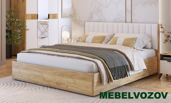 фото Адам Кровать с подъемным механизмом 1600 (дуб крафт золотой/белоснежный (экокожа) от магазина Мебельвозов в Нижнем Новгороде Адам Кровать с подъемным механизмом 1600 (дуб крафт золотой/белоснежный (экокожа) от магазина Мебельвозов в Нижнем Новгороде