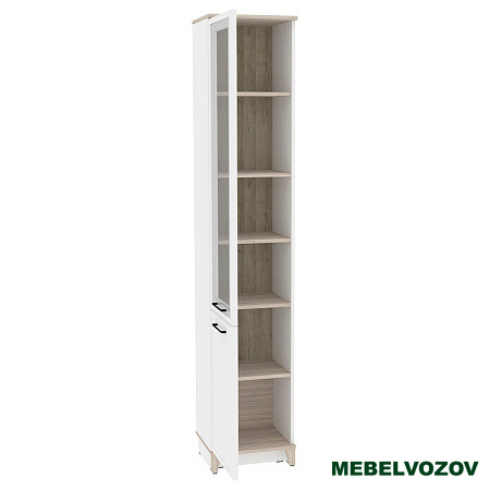 Aurelio 10 (гостиная) Шкаф для книг (модуль 153), Белый-Блеквуд Сатиновый от компании Мебельвозов