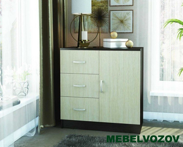 БАССА КМ 553-М комод 3 ящика 1 створка от магазина Мебельвозов в Нижнем Новгороде