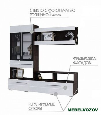Милан Центральная секция ЦС-04 (венге/белый глянец) от Mebelvozov в Нижнем Новгороде