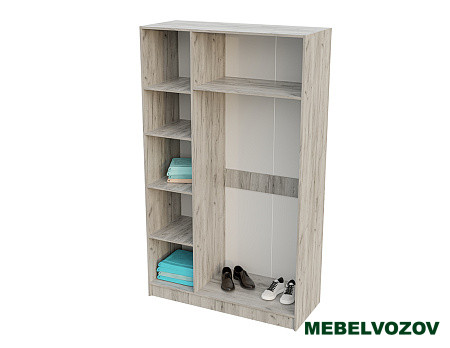 БАССА ШК 557 шкаф 3-х створчатый (ДУБ КРАФТ БЕЛЫЙ/ДУБ КРАФТ СЕРЫЙ) от компании Мебельвозов в Нижнем Новгороде