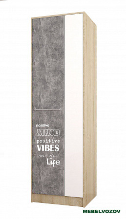 Шкаф Колибри Лофт (дуб сонома/ателье светлое+акрил белый) детальное изображение от магазина mebelvozov.ru в Нижнем Новгороде