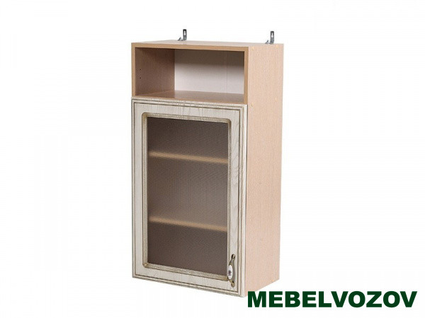 Шкаф-витрина навесной 500 с открытой полкой Флоренция (высота 920) фото от Мебельвозов в Нижнем Новгороде