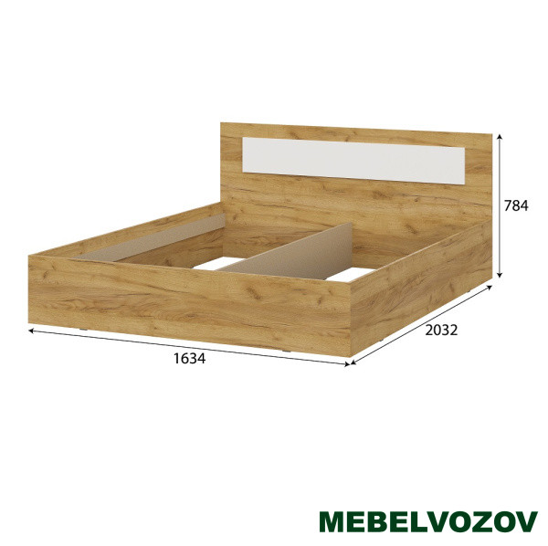 Кровать с основанием Лайт Дольче 160х200 (Дуб Золотой/Белый) от магазина Мебельвозов в Нижнем Новгороде