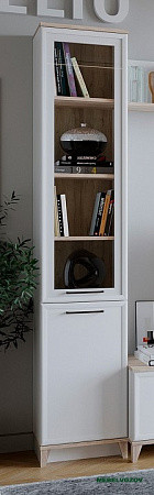 Aurelio 10 (гостиная) Шкаф для книг (модуль 153), Белый-Блеквуд Сатиновый от компании Мебельвозов