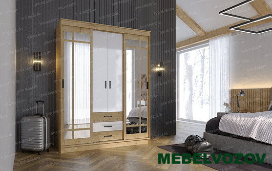 Шкаф-купе Лорд (Дуб вотан/Белый) от компании Мебельвозов в Нижнем Новгороде