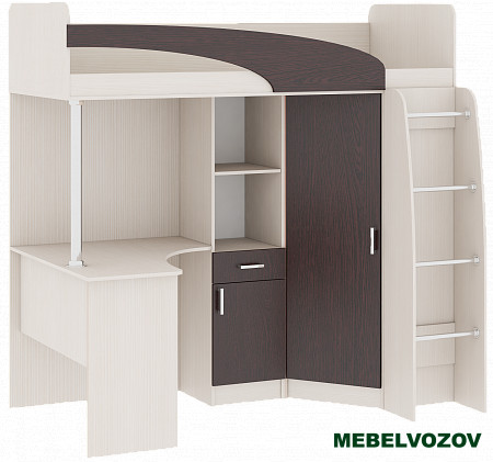Кровать-чердак со столом Карамель 77-01 Анкор светлый Бодега темный детальное изображение от магазина mebelvozov.ru в Нижнем Новгороде