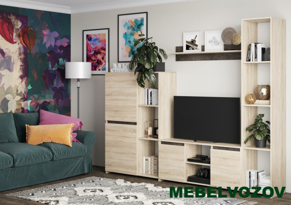 МИЛАНО-5 НМ Стенка (Дуб сонома/ателье темное) - фото от интернет магазина Mebelvozov в Нижнем Новгороде МИЛАНО-5 НМ Стенка (Дуб сонома/ателье темное) от интернет магазина Mebelvozov в Нижнем Новгороде