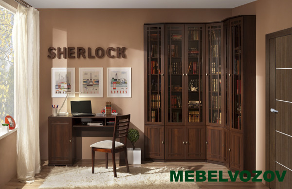 Шкаф для книг, ПРАВЫЙ Орех Шоколадный Sherlock 31 (библиотека)  от компании Мебельвозов