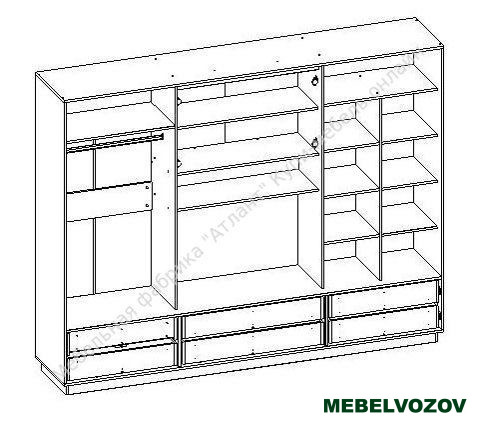 Шкаф для одежды с ТВ нишей в гостинную МИЛОС 11-02 от компании Мебельвозов в Нижнем Новгороде