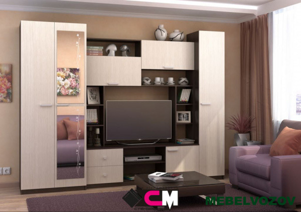 Стенка в гостиную Марта М (венге/дуб) от интернет магазина Mebelvozov в Нижнем Новгороде